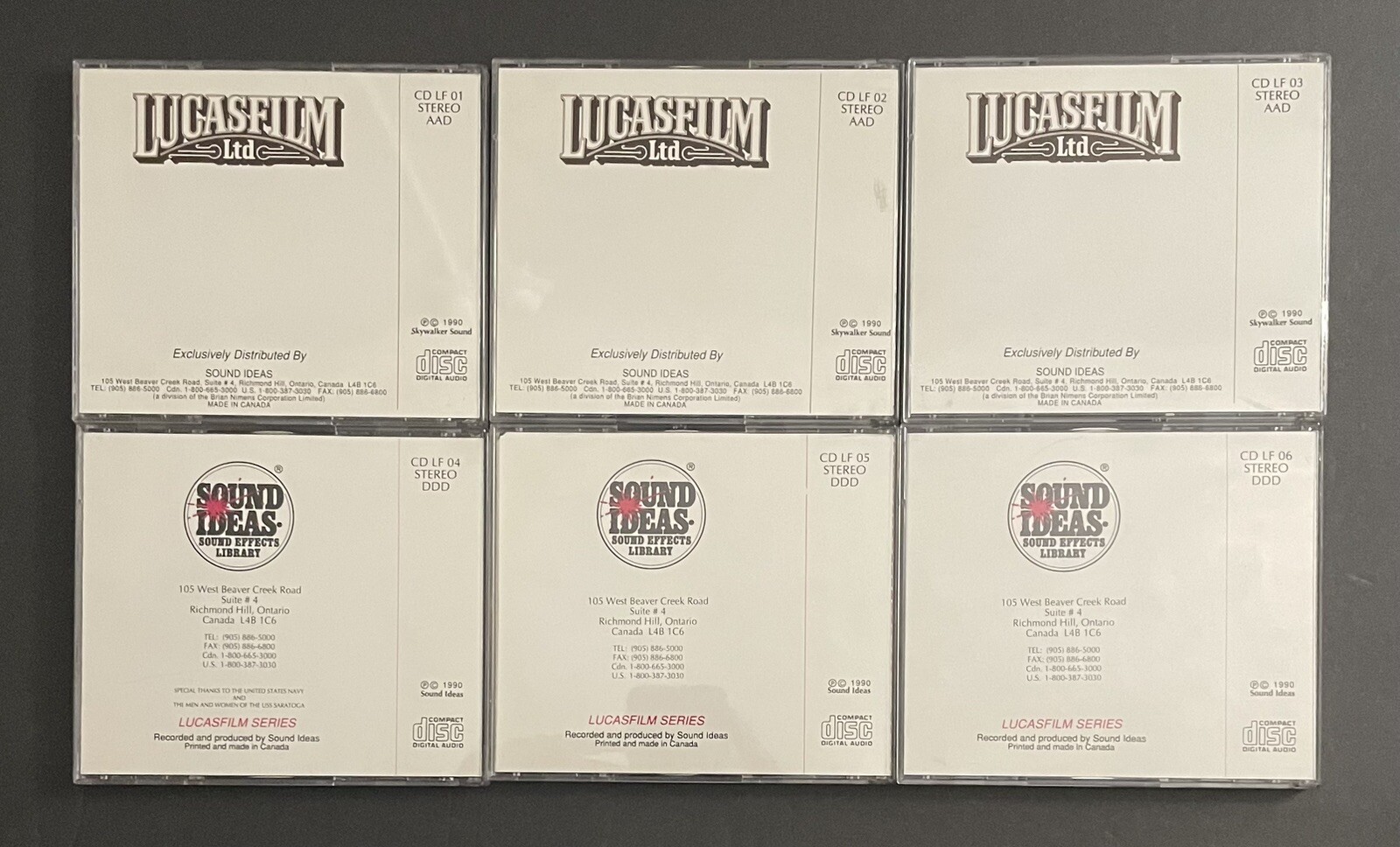 LUCASFILM SOUND EFFECTS LIBRARY Complete Six CD Set 1990 Rare Sound