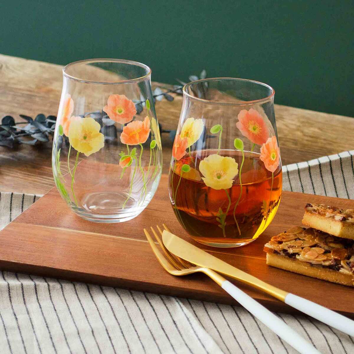 Toyo Sasaki Glass hanafumi Pair Tumbler Poppy 400ml G099 Toyo Sasaki Glass hanafumi Pair Tumbler Poppy 400ml G099