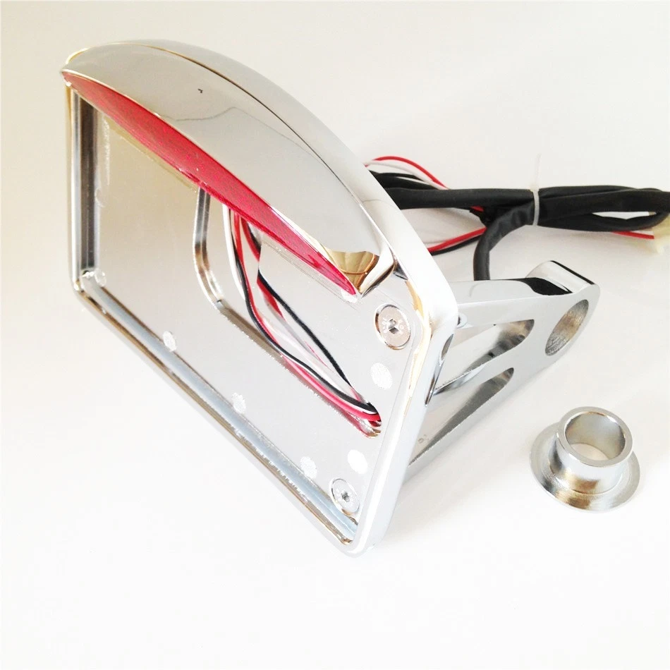 Side Mounted License Plate Assembly Chrome Led Tail Brake Light - Image 2 of 4