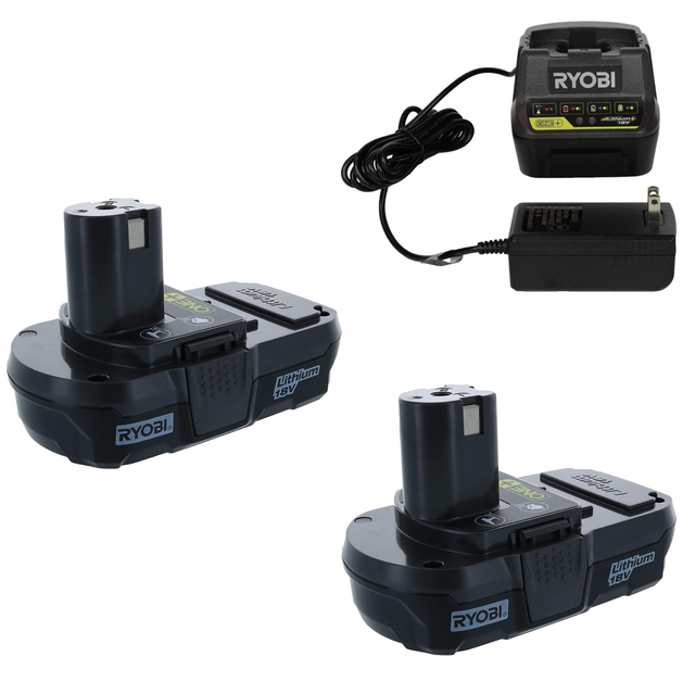 NEW Ryobi P118B Lithium Ion 110V Charger and Two P102 Batteries Bulk