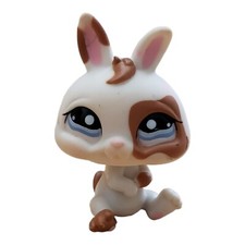 Littlest Pet Shop~#1359~Coniglio coniglietto nano~bianco marrone~occhi a pois blu