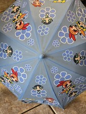 Vintage 2001 The Powerpuff Girls Light Blue Kids Umbrella Blossom Figure Handle