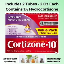 Cortizone-10 Anti-Itch Cream 2oz x 2 Exp 10/2026 Intensive Healing Fast Relief