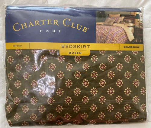 Vtg Charter Club Queen Bedskirt Cranbrook Sateen 15" Drop New In Damaged Package
