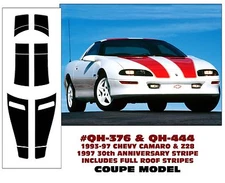 GE-QH-376 & QH-444 1993-97 CAMARO & Z28 COUPE RACING STRIPE - 30TH ANN - w/ ROOF