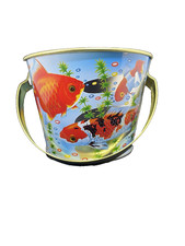 Japanese Tin Toy Bucket With Beautiful Goldfish and Carp illustration New item 