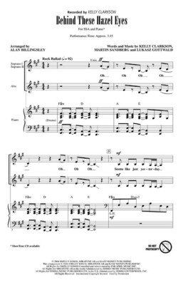 Behind These Hazel Eyes SSA Pop Choral Series Kelly Clarkson