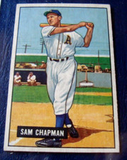 1951 Bowman #9  SAM CHAPMAN ex/nm + Philadelphia ATHLETICS no creases