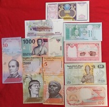 Lot of 10 Different Foreign PAPER MONEY BANKNOTES  Unc M9