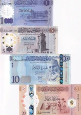 Libya Set 4 Pcs 1 5 10 20 Dinar 2019 2025 P 85 P NEW Polymer UNC