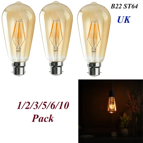 B22 Vintage Bayonet LED Edison Light Bulbs Lamp Decorative ST64 Lightbulb A+