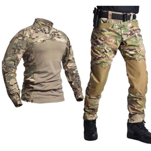 Camo Jacket Men Uniform Suits Military Long Shirt Multicam Tactical Clothing  - Picture 1 of 18