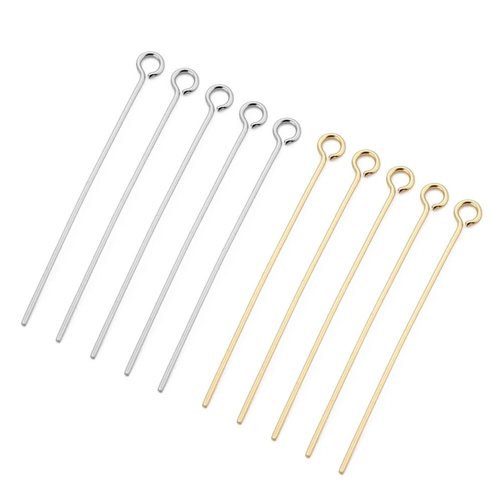 PATIKIL 50Pcs 304 Stainless Steel Jewelry Eye Pins 70mm 22 Gauge Silver  Open Eye Pins for Jewelry Making DIY Craft Necklaces Bracelets Earrings