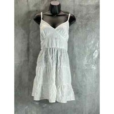 SPEECHLESS Juniors' Ivory V-Neck Adjustable Spaghetti Strap Tiered Mini Dress 