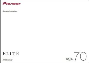 Pioneer VSX-70 AV Receiver Owner's Manual - Operating Instructions