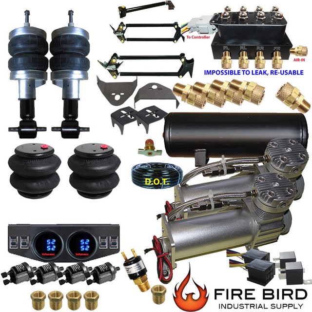 J 0713 Silverado 1500 Air Kit 2600 Bags 3/8" Valve Digital 5 Gal DC480