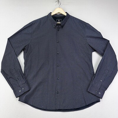 FSBN Slim Fit Button Down Dress Shirt Men's XL Black Career