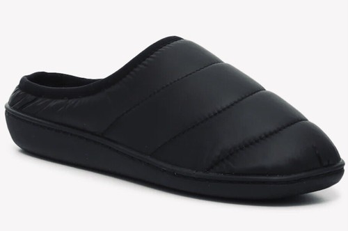 Mens Fleece Lining Traction Mule Black 