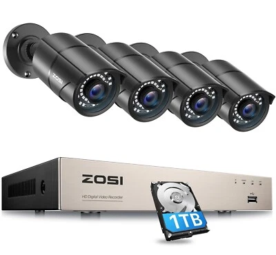ZOSI 8CH 5MP Lite DVR 1080P CCTV Security Camera System Outdoor Night Vision