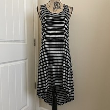 F21 Striped Stretchy High Low Midi Dress - Sz L GUC