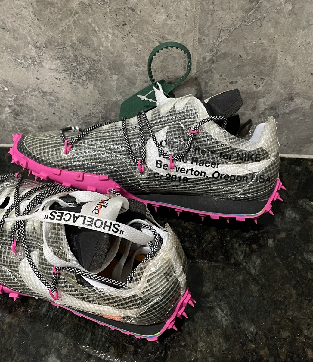 NIKE X OFF-WHITE Women's Waffle Racer Sneakers Fuchsia / Black