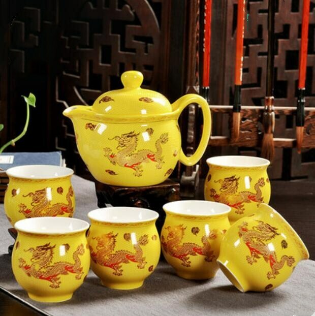 Chinese Yellow Dragon Porcelain Tea Set China Tea Sets Ceramic