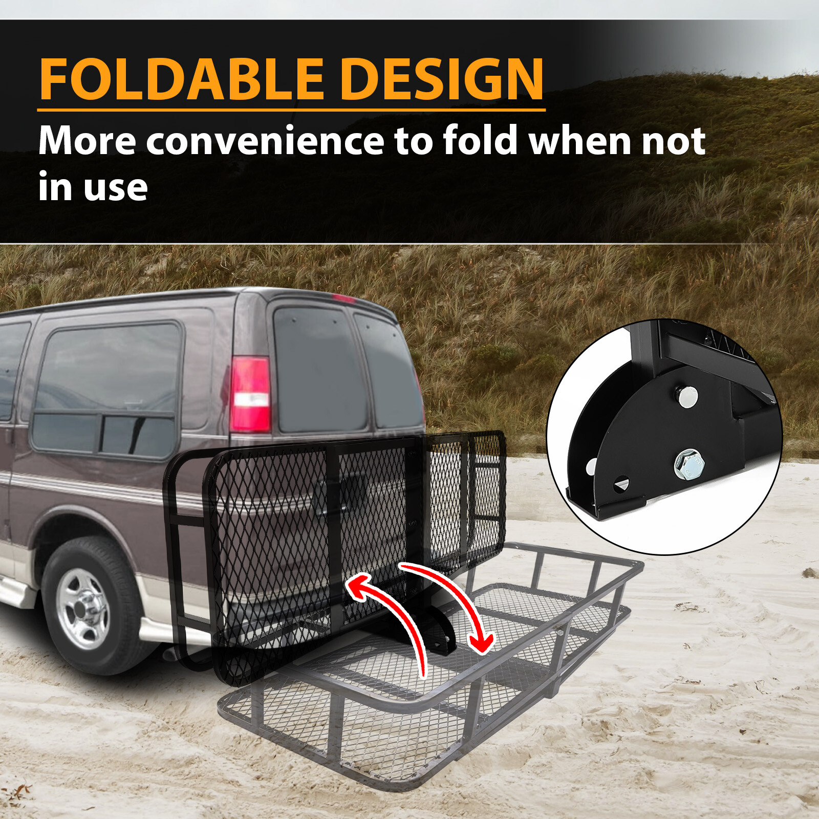 Folding Hitch Mount Cargo Carrier Rack Luggage Basket For 2" x 2" Receiver Car Stunning Motivation