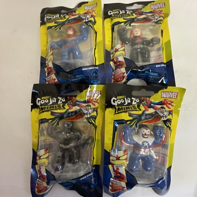 Marvel Heroes Goo Jit Zu (4) Minis Capt Marvel, America, Black Panther, Widow
