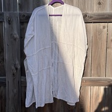 Chico's Cotton One Size Floral Embroidered Kimono Jacket / Beach Cover Cream