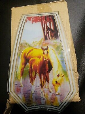 FREE US SHIPPING ok touch lamp replacement glass panel Cowboy Bull Rodeo 638-RO3
