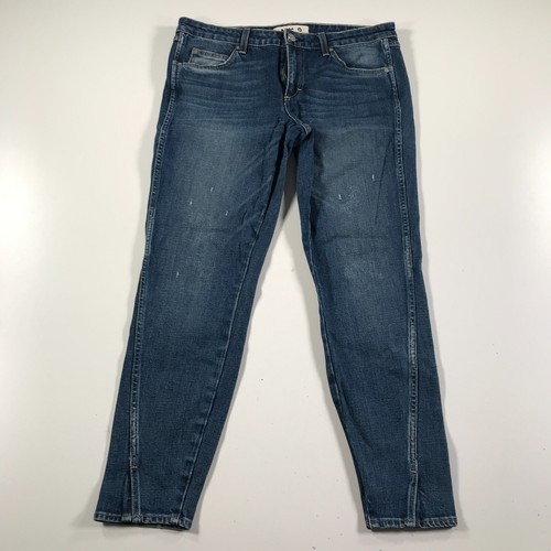 AMO Womens 30 Jeans Blue Twist Dive Bar Skinny Fitted Tapered Medium Wash