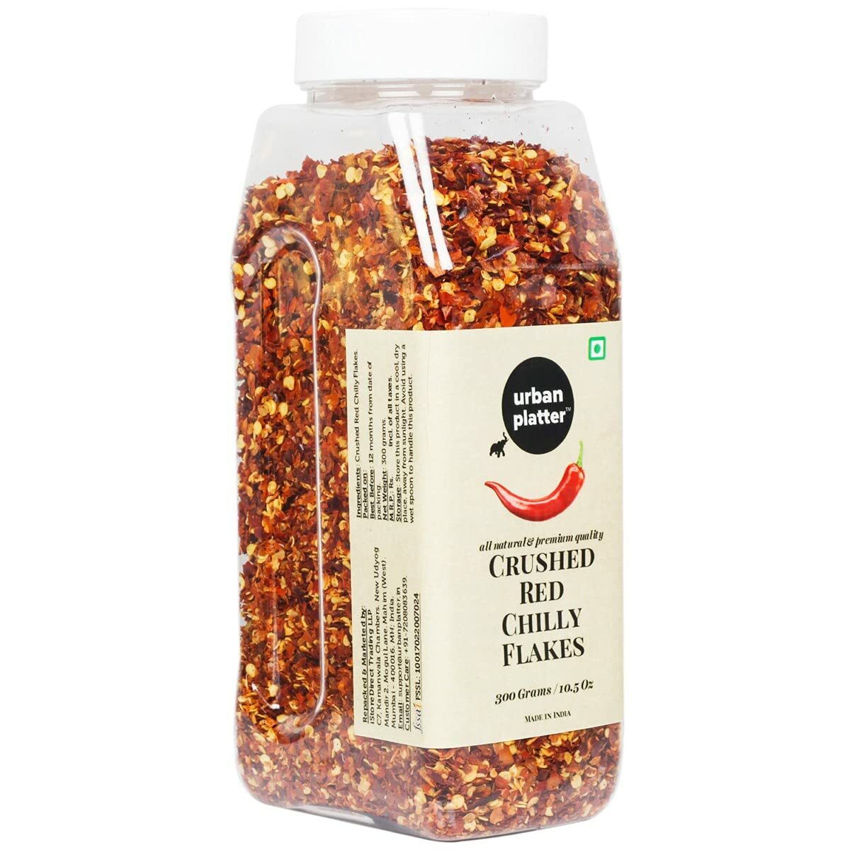 Urban Platter Dried Red Chilly Flakes Shaker Jar, 300g LONG EXPIRY