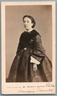 CDV DAMEN KLEID BROKAT NOTE ''AN MEINEN FREUND VICTOR SOUVENIR FREUNDSCHAFT'' FOTO HIRSE FOTO