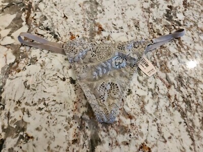 Victoria's Secret Lace V-String Thong Shiny Lace One Size Sexy Gold Ring