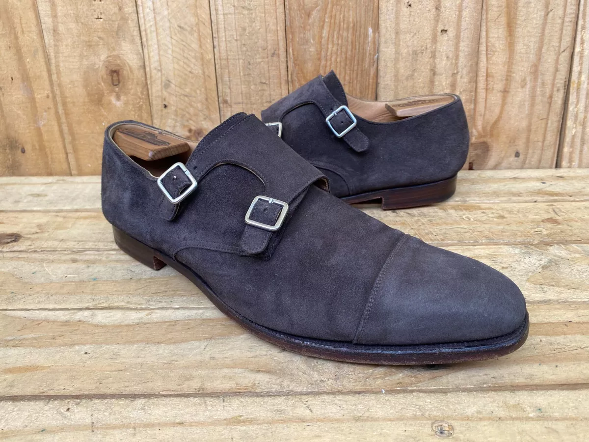 Crockett & Jones Lowndes Brown Suede Double Monk Strap Shoes UK 10 E || US 11