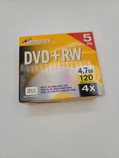 New Sealed 5 pack Memorex DVD+RW, Rewritable  4x 4.7 GB 120 min