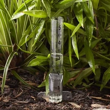Mountable Glass Tube Rain Gauge Clear 5" inch Yard Garden Grass Lawn