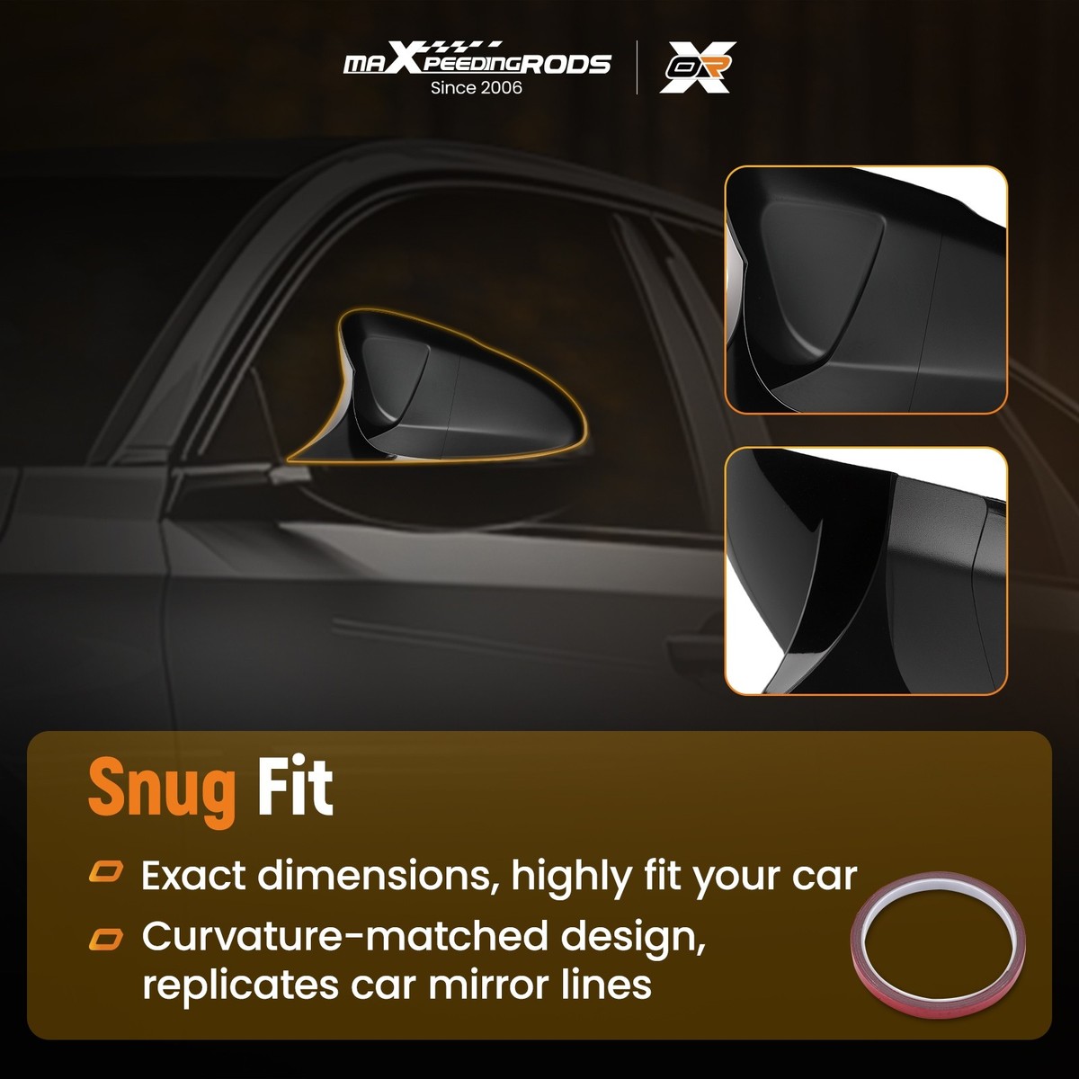 Side Mirror Cover Caps For Honda Accord 2023-25 Black ABS Door