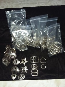 Leather Hardware - Lot of 110 Various Double Bar Heel Buckles D Rings Conchos 