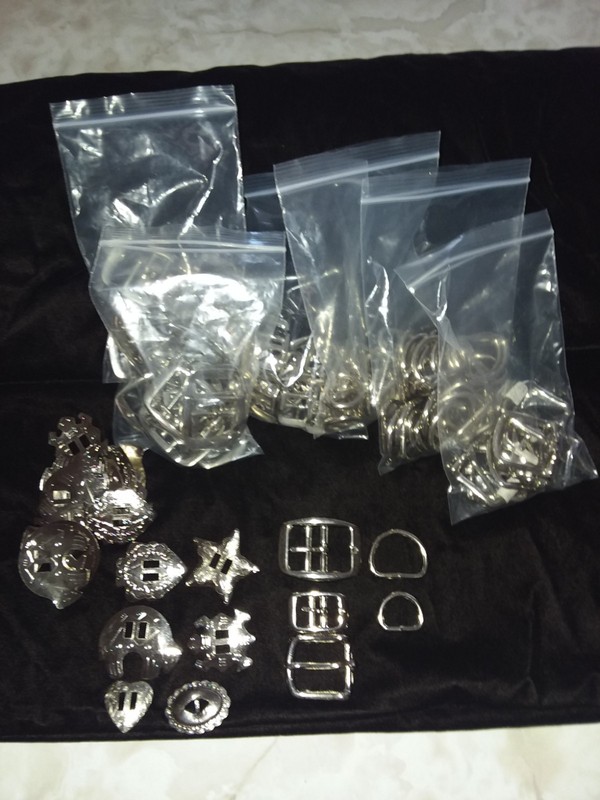 Leather Hardware - Lot of 110 Various Double Bar Heel Buckles D Rings Conchos 