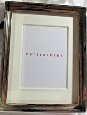 Pottery Barn Stowe SILVER Nickel Picture Photo Frame Ornament 4.5" NIB