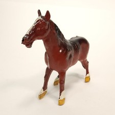 Vintage Cherilea England Cast Lead Horse Farm Animal Figures Brown Shire O Scale