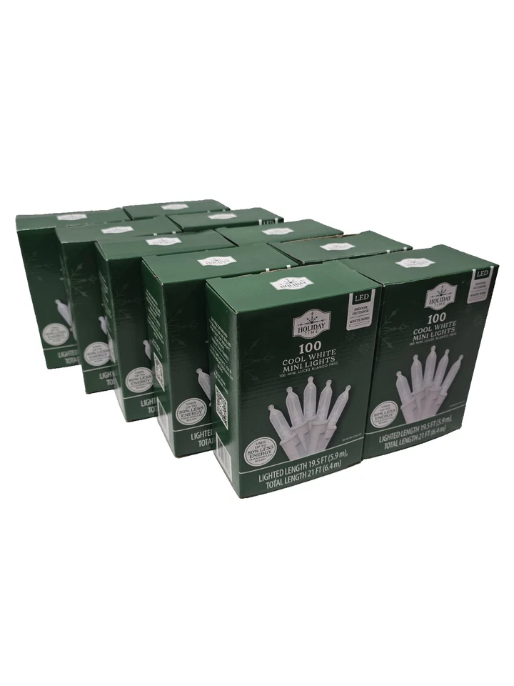 Cool White 100 Count LED Mini Christmas Lights White Wire Holiday Time 10 BOXES - Image 3 of 4