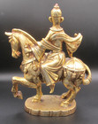 12" Red Clay Gild Buddhism Fengshui Gesar King Statue Sculpture Ardalt Artware — photo 3