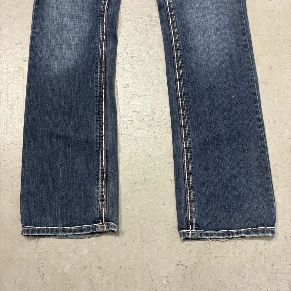 Pantalones de mezclilla de playa Laguna para hombre 32x31 azul corte bota desgastados bolsillos con tachuelas EE. UU. Moto Foto 4 de 4