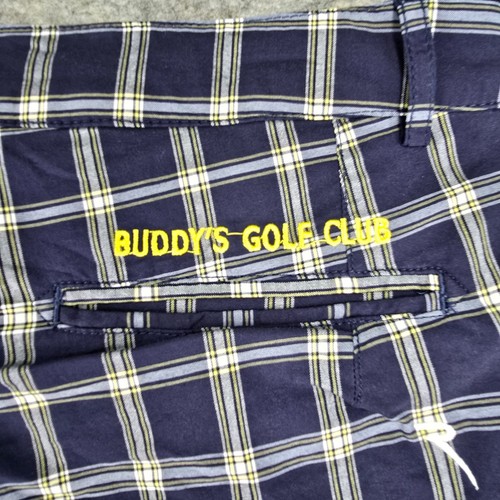 Chervo Plaid Golf Pants Flat Front Blue White Yellow Checkered Mens 36x33 - Picture 10 of 19