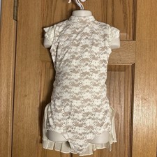 The Line Up Ivory Lace High Neck Open Back Leotard Dance Costume Sz 8