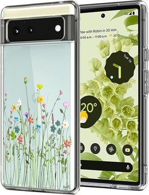 Pixel 6 Case Clear Soft TPU Shock Absorption Slim Embossed Pattern Protective Co