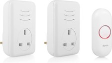 Byron DBY-22317BS Wireless Doorbell Set with 2 Plug-Through Chimes, 150M Range