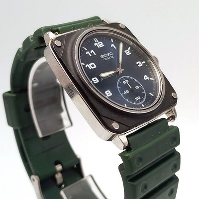 Seiko SilverWave 2628-0040 Quarzuhr 1981 Vintage grünes Armband 38 mm gebraucht